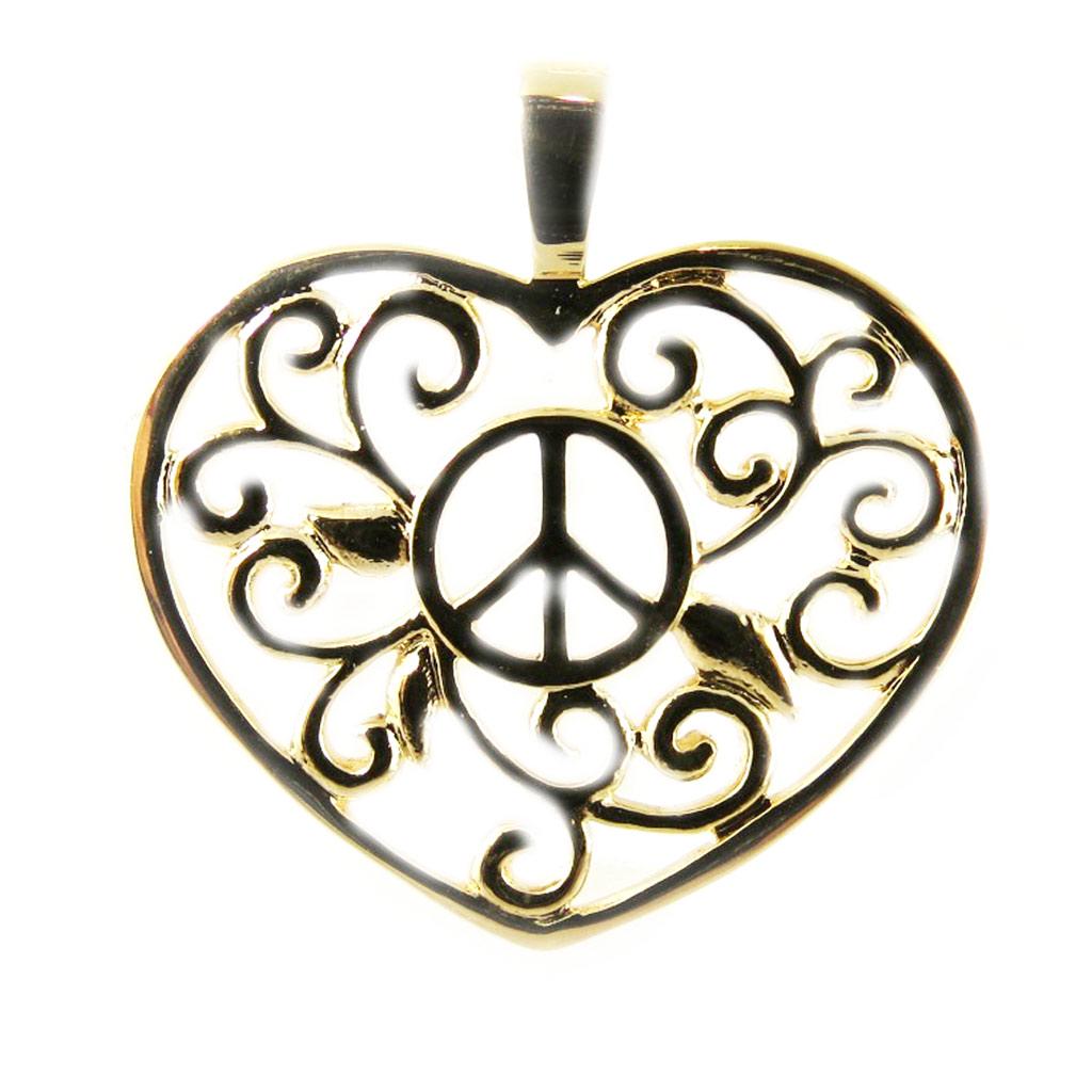 Les Trésors De Lily [F9175] - Gold Plated 'Heart Peace' Pendant