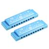 PATIKIL Translucent 10 with Harp for and Pack of 2 Harmonica, Holes, Colorful, Blue, ABS, Mouth, Beginners, Education, Adults, Professionals,