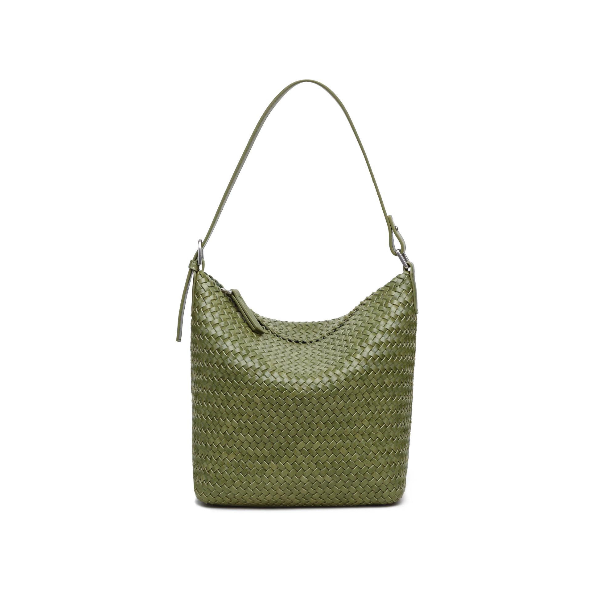 

2025 Autumn/Winter Large Capacity Women s Woven Tote and Crossbody Bag 21cm x 12cm x 24cm зелёный