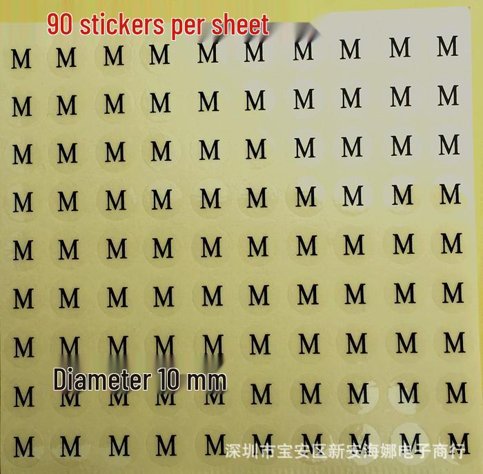 

Transparent One Size Clothing Size Code Packaging with Hangtag & 90-Sticker Sheets 10mm Round