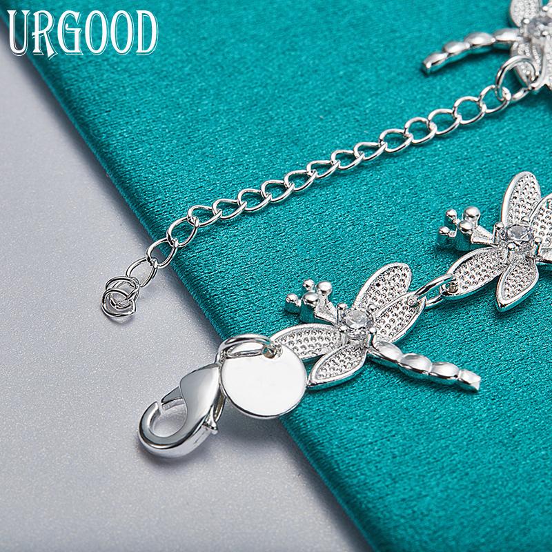 925 Sterling Silver Dragonfly Bracelet Romantic Jewelry
