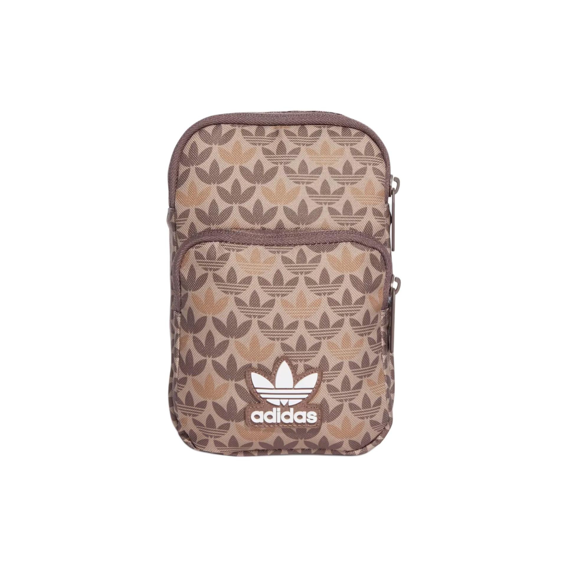 Adidas Originals Interwoven Letter Print Recycled Polyester Crossbody Shoulder Bag Women Bags Brown IU0012 Brown