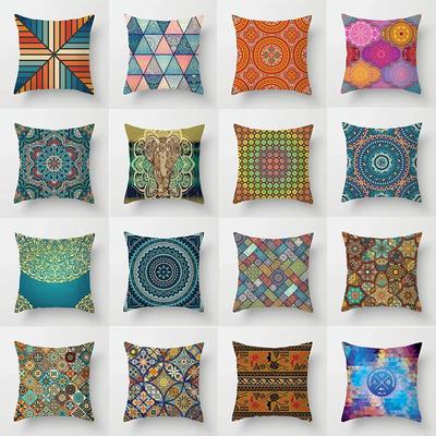 Bohemska Poszewka Etniczna Kwiatowa Geometryczna Złożona Tekstura Poszewka Mandala Poszewka na Poduszkę Sofa Salon Dekoracja Domu