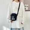 Cute Bear Embroidery Shoulder Bag for Women, Versatile Single Strap Crossbody Phone Pouch, Casual Student Canvas Handbag