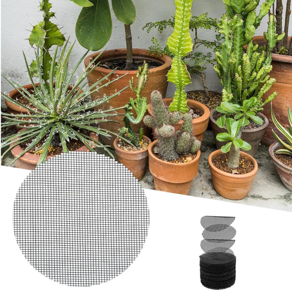 50pcs Pot Hole Mesh Pad Grid Round Drainage Hole Screen For Pot Bottom Prevent Soil Loss Bonsai Flower Plant Gardening Tools