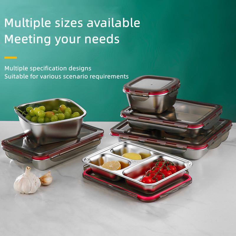 Zagęszczony stal nierdzewna 304 Lunchbox I Talerz Szkolna Stołówka Pudełko Świeżości 2/3/4/5 Przegródek Kempingowy Bento Box Z Pokrywką
