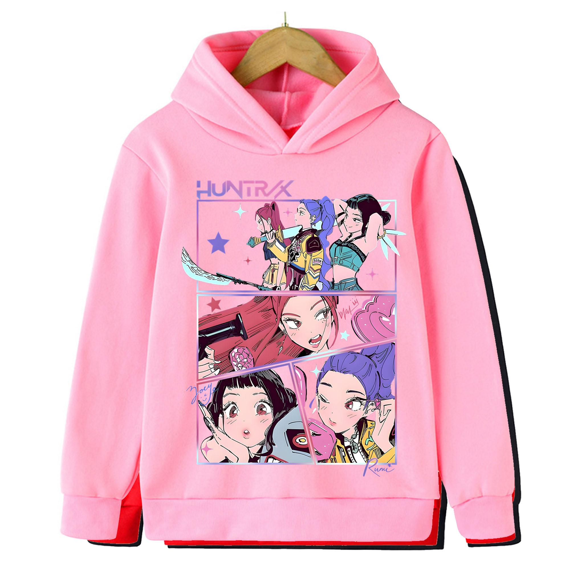 

Kpop Demon Hunters Autumn Winter Fashion Cartoon Printed Casual Warm Comfortable Girls Hoodie 110cm