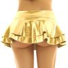 Women Low Rise Double Layered Ruffled Skirt Shiny Metallic Mini Skirt for Rave Party