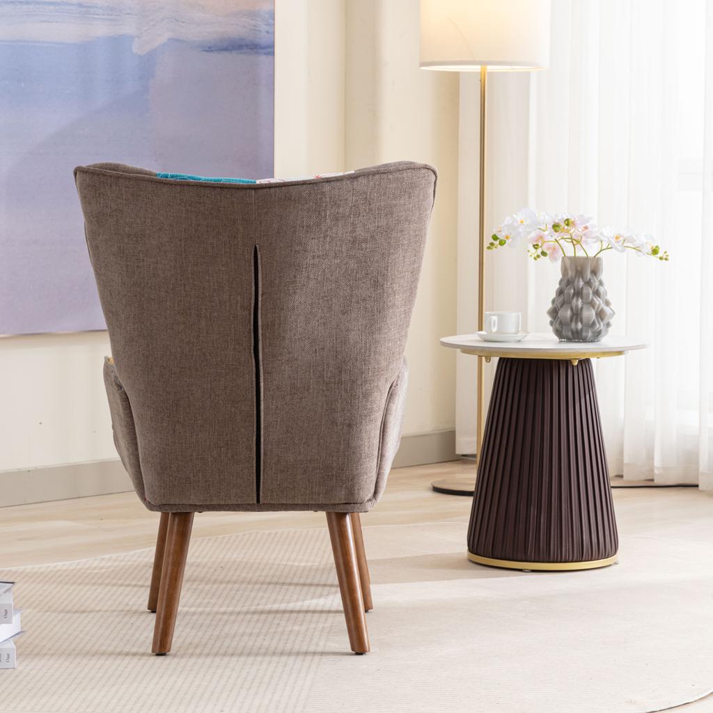 Color-matching Leisure Chair with Footstool, Backrest and Cushion, Living Room Leisure Chair Combination