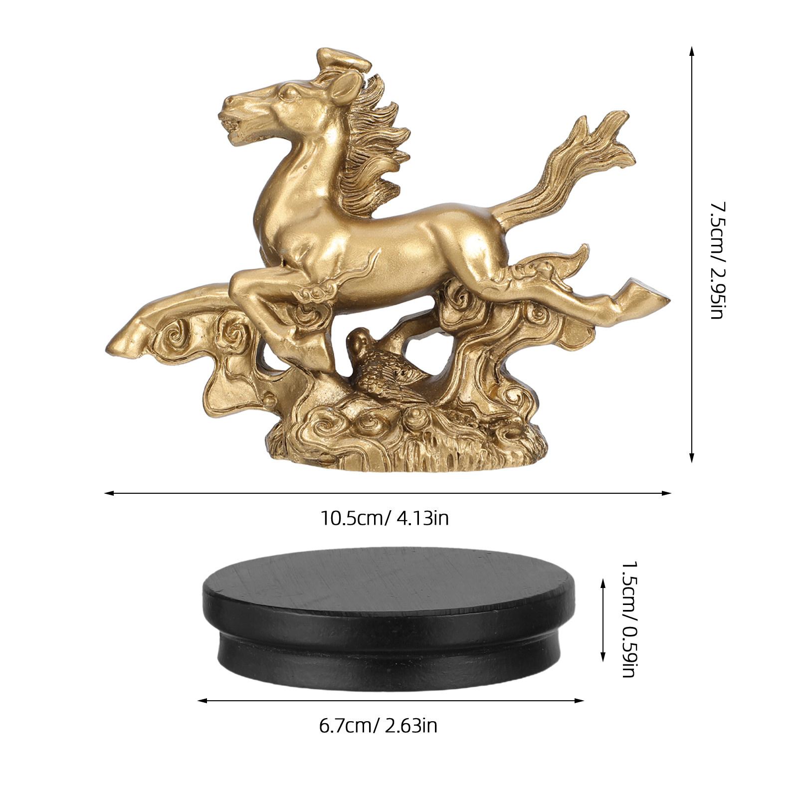 

Resin Standing Horse Statue Decor - Elegant Carved Horse Sculpture for Home Office Desk Indoor Outdoor Decoration - Chinese New темно-коричневого кольору