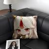 Ningguang Cute Genshin Impact Cushion Cover Natural Linen Organic Fabric Double-Sided Printing Sofa Home Decor Gift Pillow Case