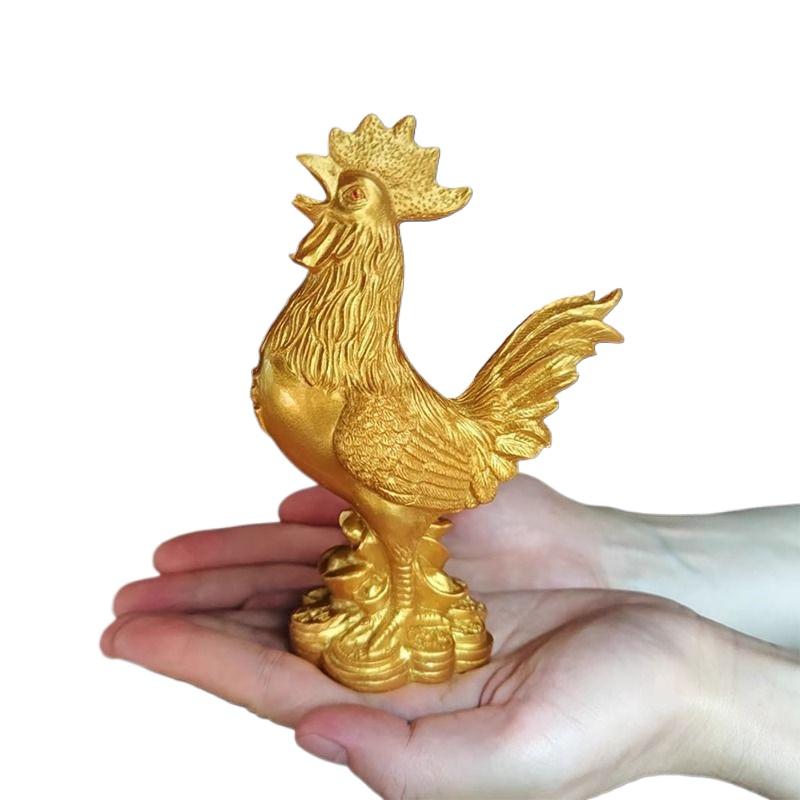Golden Chicken Decoration Gold Plating Lucky Cock Resin Statue Living Room TV Cabinet Figurines Chinese Decorations