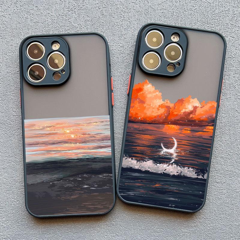 For iPhone 16 13 Pro Max Fashion Blue Sea Scenery Phone Case For iPhone 15 14 7 8 Plus XS X XR 16 13 12 11 14 15 Pro Max Cover
