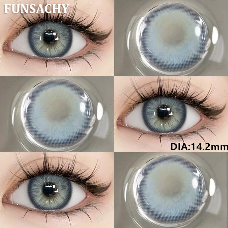 FUNSACHY 2 st Naturliga Kontaktlinser för Ögon Färgade Blå Kontaktlinser Grå Vacker Pupill Grön Lins Ögonmakeup Koreanska Linser