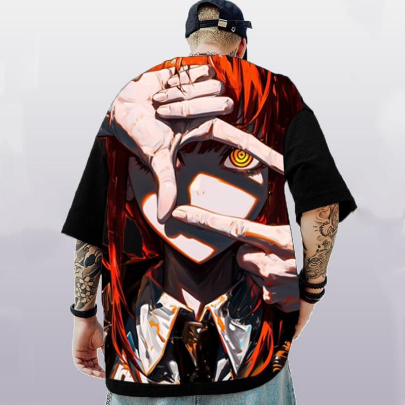 New Retro Men's T-Shirt 3d Character Print Short Sleeve T-Shirt Tops Street Hip Hop Man Clothes Loose Oversized Tee For Men