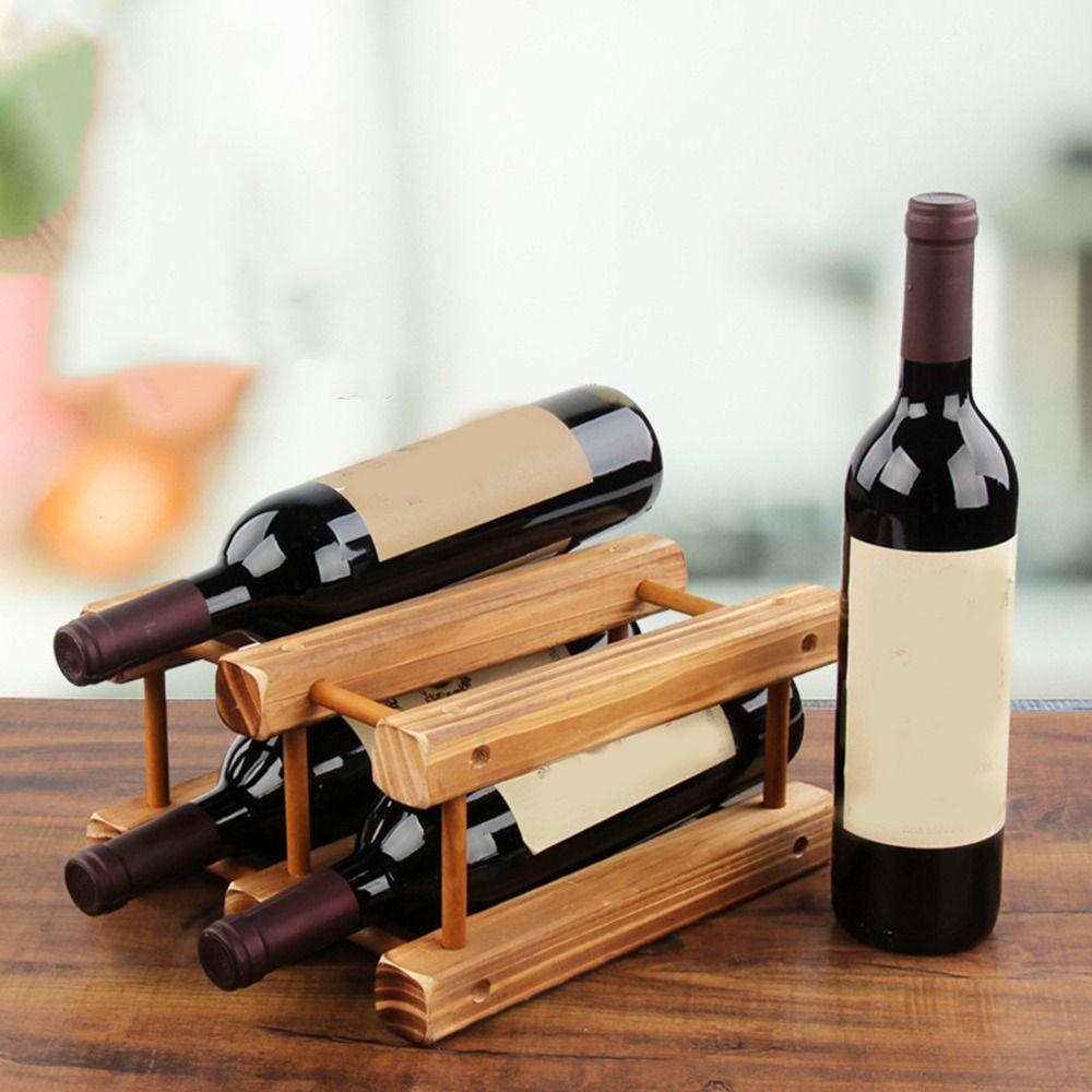 

Solid Wood Red Wine Rack Simple Style Wine Bottle Rack Creative Wine Bottle Display Rack for Home Wood-Style A