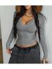 Women S Ribbed Knit V Neck Blouse Slim Fit Long Sleeve Top Fashion Elegant Casual Crop Sweater Autumn Winter Simple Knitwear Sweaters
