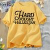 Hard Fought Hallelujah Tshirt Women Retro Christian Tshirt Casual Cotton Short Sleeve Bible Verse Religious Tees Clothing