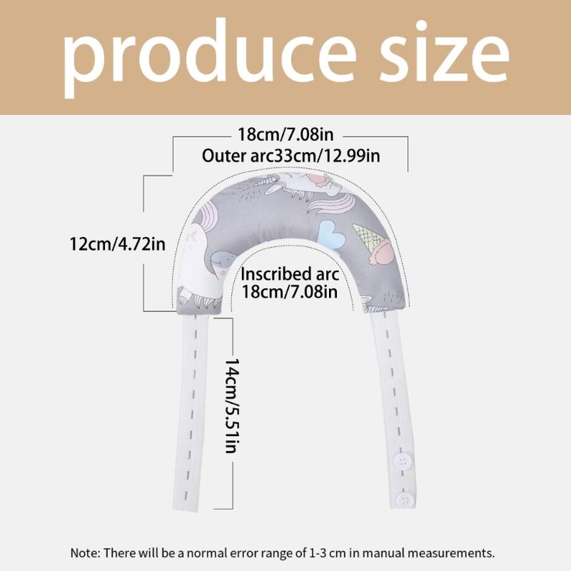 Breathable Cotton Baby Pillow Crescents Shape Neck Support Cartoon Pattern Bedding Pillow for Newborns