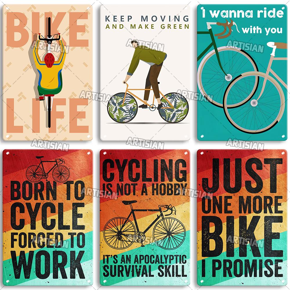 Artisian Cycling Metal Sign Bicycle Riding Tin Plaque Bike Decorative Poster Wall Decor Garage Bar Pub Club Hotel Cafe Kitchen