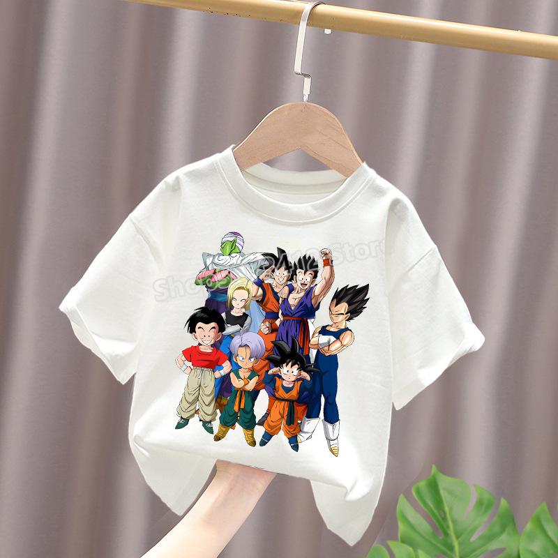 Dragon Ball Fiúk Fehér Pamut Póló Sun Goku Kisgyermek Rövid Ujjú Pólók Rajzfilm Nyári Ruhák Kawaii Felsők Születésnapi Ajándékok