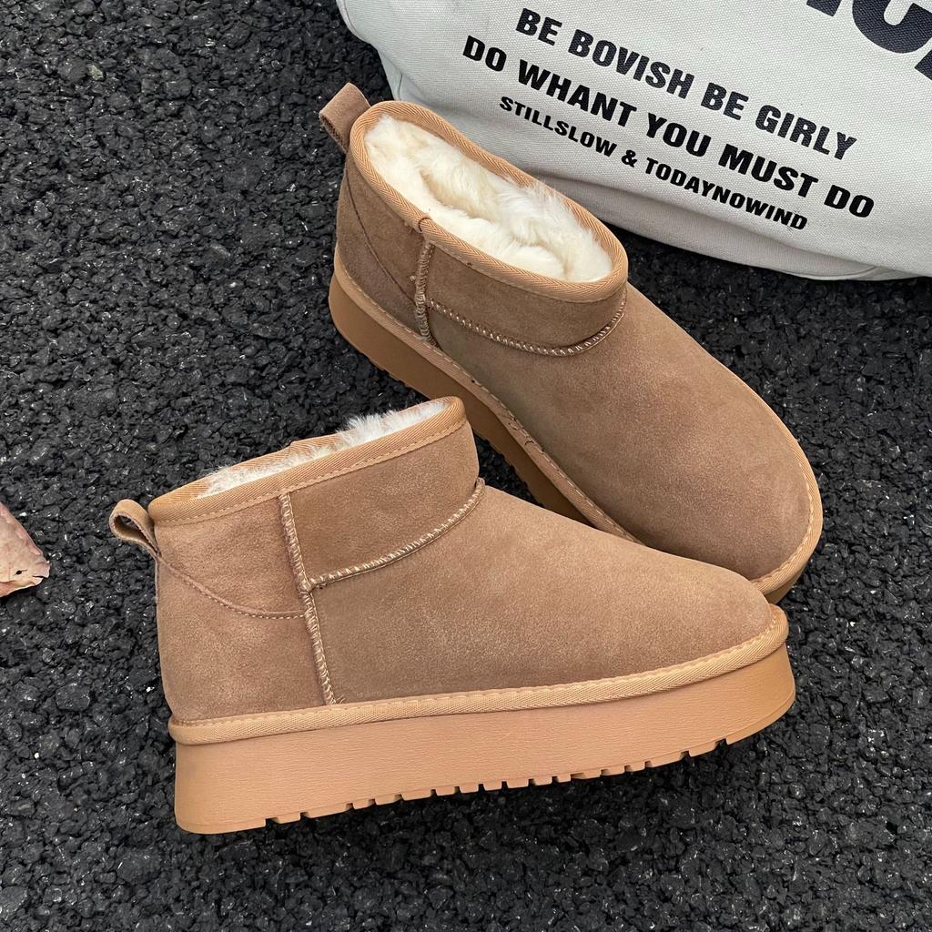 Zhou Dongyu thick-soled snow boots new fur integrated short tube warm thick-soled women's cotton shoes