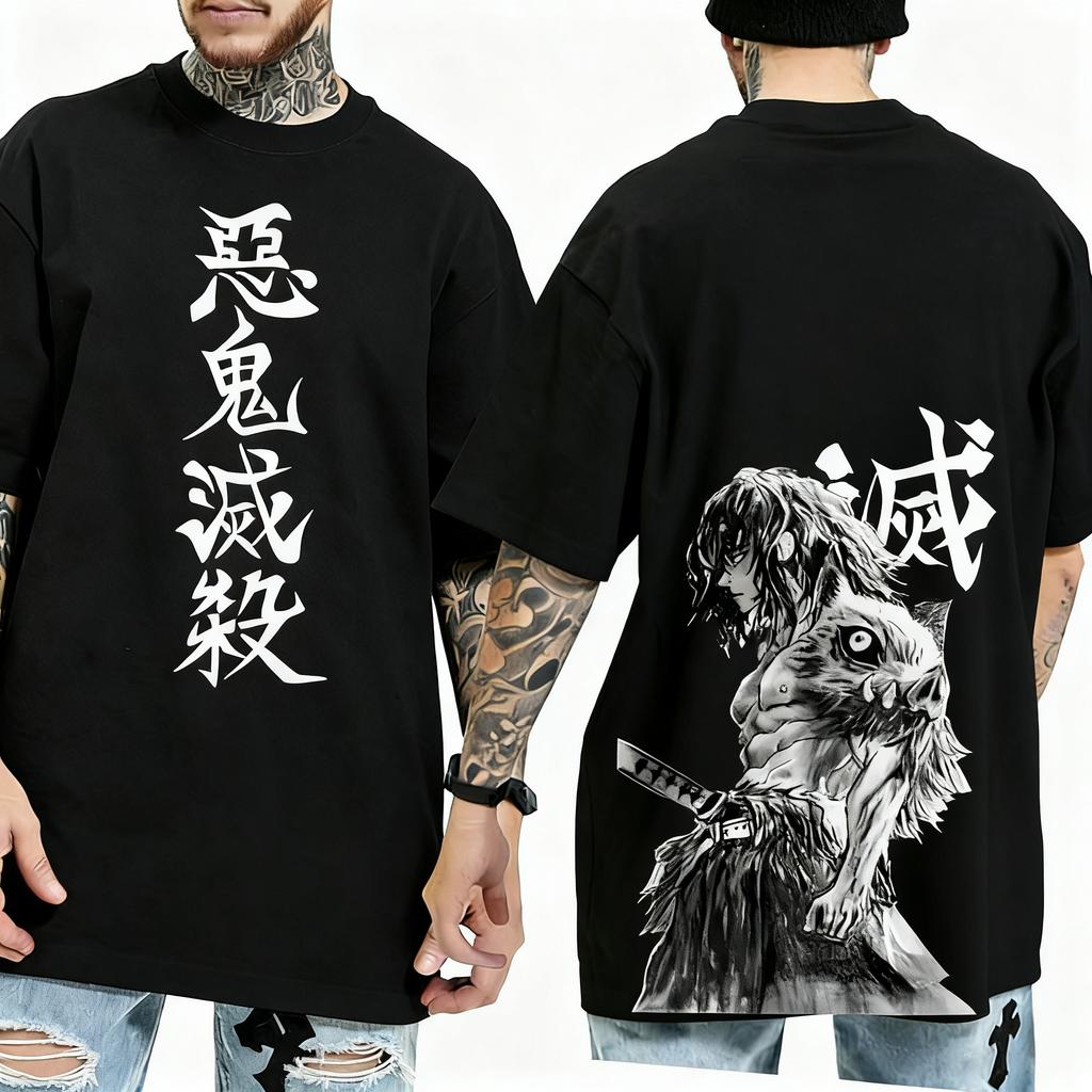Demon Slayer Inosuke Anime Printed T-shirt Men's and Women's T-shirt Men's Top Sports T-shirt Men's T-shirt Summer Tee 2026 New