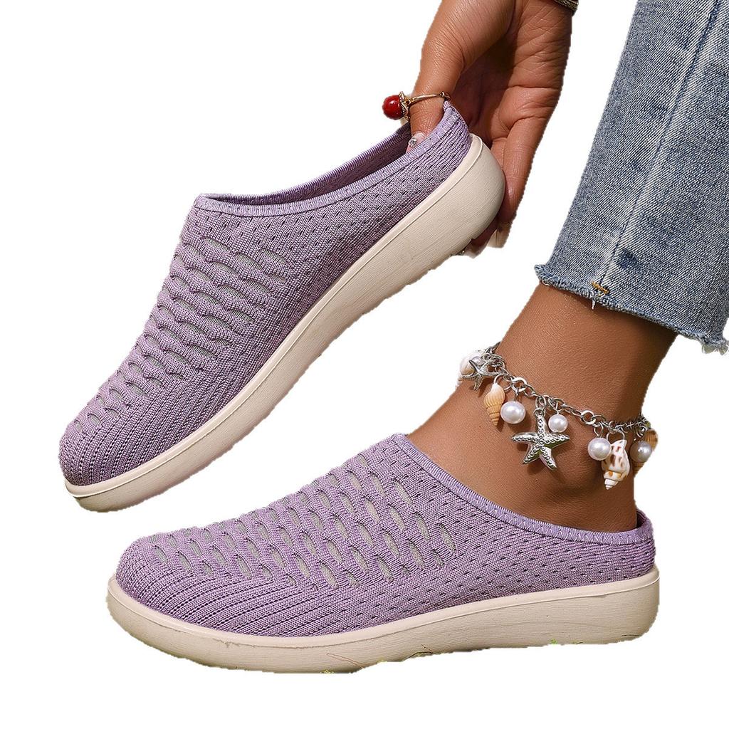 Shoes women's new flat slippers fly-woven mesh casual shoes fashion lazy shoes foot cover breathable mother shoes