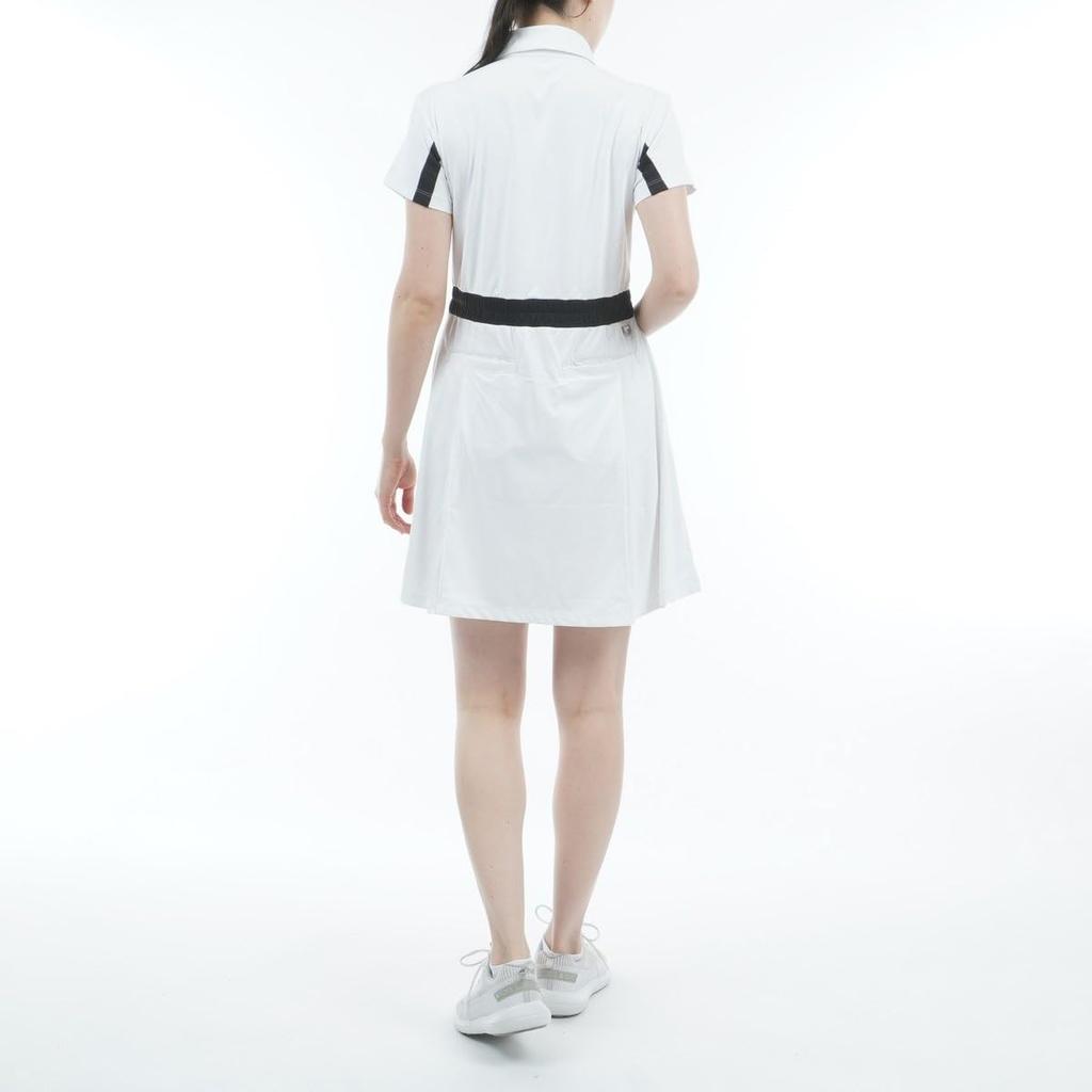 Coq Sportif Short Sweat Quick Stretch WH00 [Le Golf] Dress, Collared, Sleeve, Absorbent, Drying, Transparent, Golf, LG5SOP00L, Women's, (White)