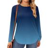 Womens Plus Size Tops Long Sleeve Shirts Round Neck Flowy Tunic Casual Loose Blouse L-5X