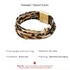Bohemian Fashion Leopard Print Metal Tube Spliced Multi-layer Leather Rope Magnetic Clasp Bangles for Women Bracelet Jewelry