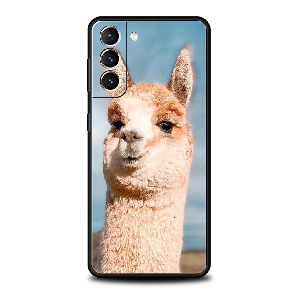 Kawaii Alpaca Lovely Phone Case For Samsung Galaxy S24 S23 S22 S20 Ultra S21 FE 5G S10 S9 Plus S10E S8 Soft Silicone Cover