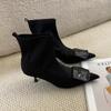 Pointed Toe Women Ankle Boots Suede Fashion Heeled Shoes Dress Luxury Woman Pumps 2025 Winter New Designer Elegant Mujer Botas