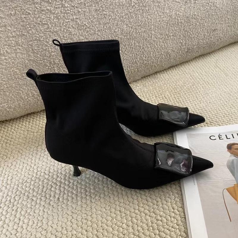 Pointed Toe Women Ankle Boots Suede Fashion Heeled Shoes Dress Luxury Woman Pumps 2025 Winter New Designer Elegant Mujer Botas
