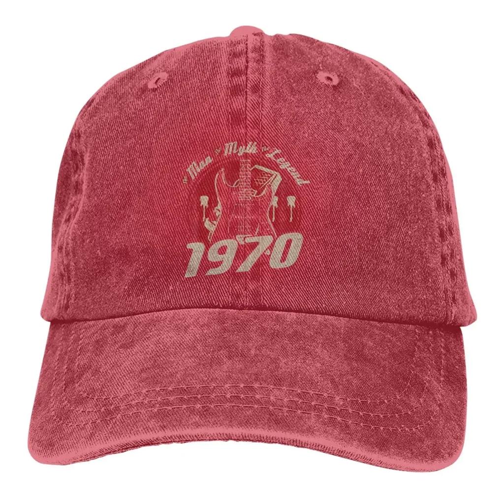 Guitar Rock Multicolor Hat Peaked Men Women's Cowboy Cap Birthday 1970 Retro Baseball Caps Personalized Visor Protect Hats