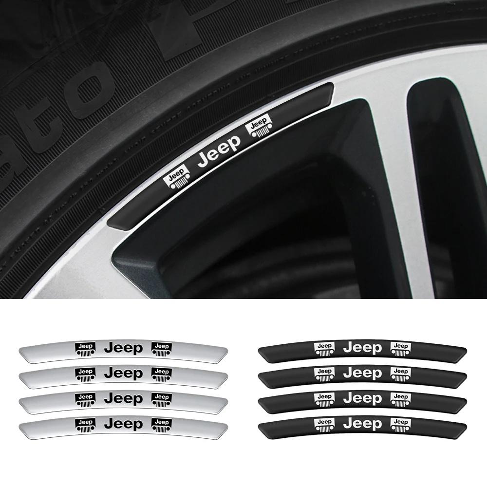 4PCS Custom Fit Car Wheel Hub Aluminum Alloy Decal for Jeep Renegade Wrangler JK JL Grand Cherokee Compass Patriot Rim Sticker ALU1