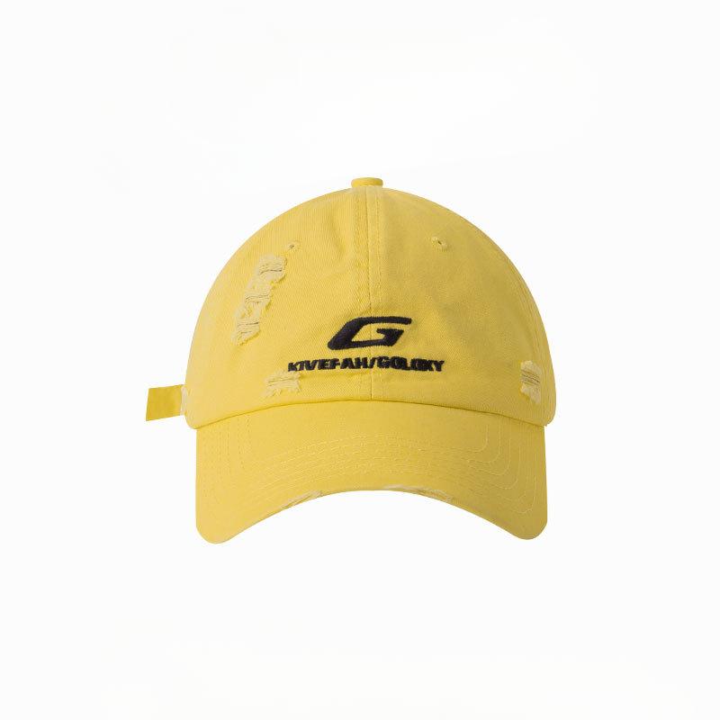 American Retro Old Ripped Baseball Hat Women Casual and Versatile Letter Embroidered Baseball Hat Curved Brim Sun Hat