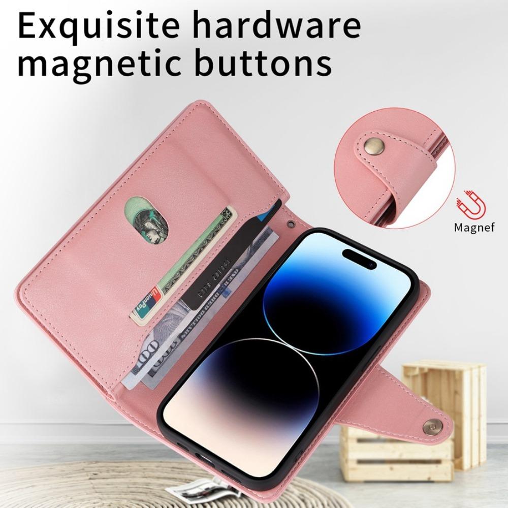 Zipper Wallet Phone Case for IPhone 15 14 13 12 11 Pro Max Mini XS XR X 7 8 Plus SE   Card Slots Strap Leather Cover