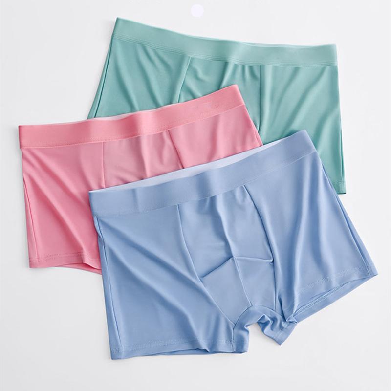 3 Pieces Men's Underwear Ice Silk Boxer Shorts Men Underpants Cool Breathable Sexy Thin Panties U Convex Lingerie L XL XXL 3XL 4XL