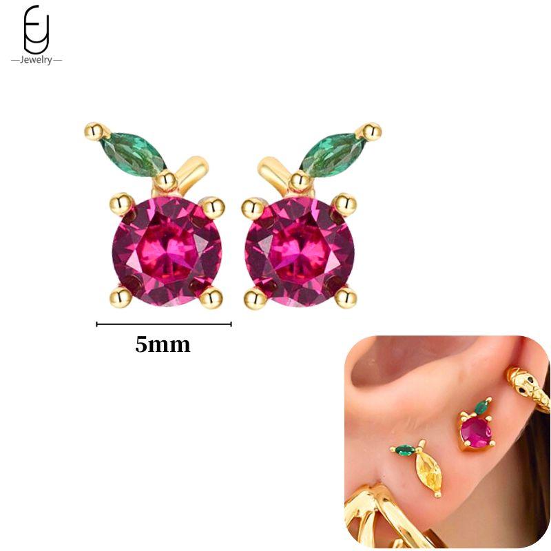 925 Silver Needle Cute Starfish/Shrimp Pendant Earrings Red Chili/ Star Enamel Gold Earrings For Women Fashion Jewelry