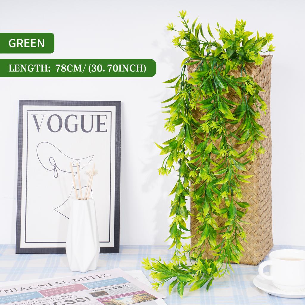 Artificial Plant Rattan Wall Hanging Vines Leaves Branches Plastic Fake Silk Leaf Green Plant Ivy Home Outdoor Garden Decor