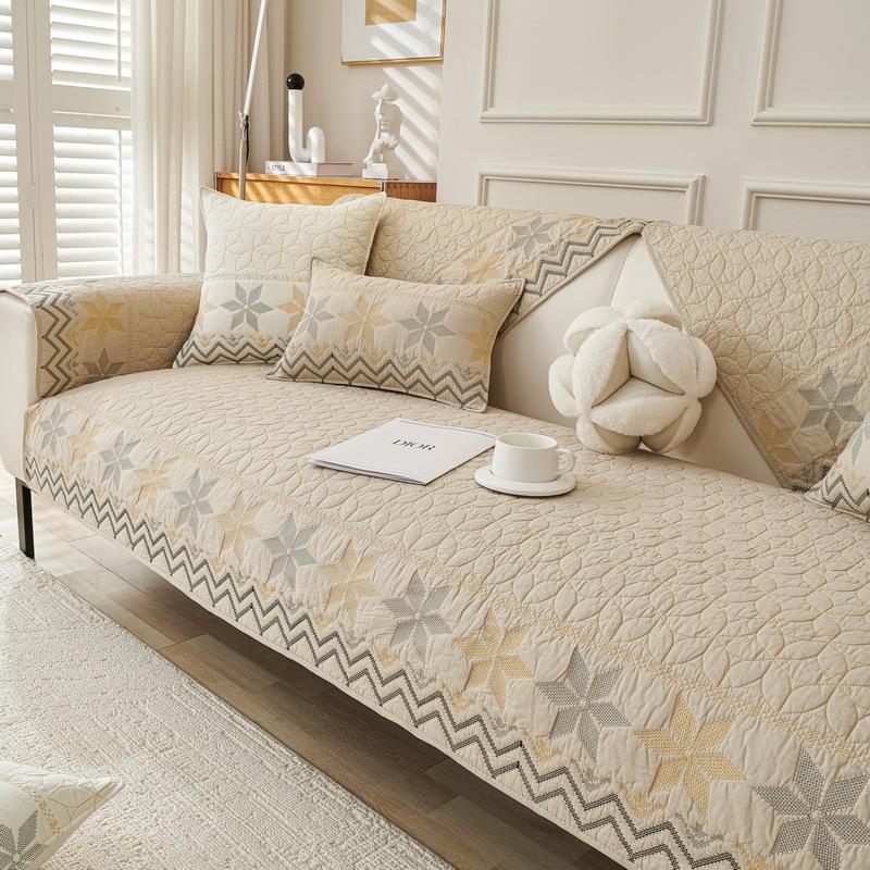 Sofa Cushion Cotton Four-Season Universal Non-Slip Pure Cotton Fabric Seat Cushion Simple Modern  Leather Sofa Cover Cover Cloth