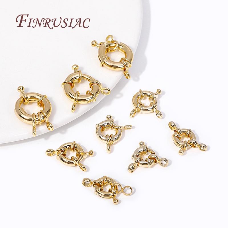 9/11.5/15MM Carabiner Spring Ring Clasps 14k Gold Plated Brass Metal Jewelry Clasps Fasteners DIY Handmade Necklace Accessories