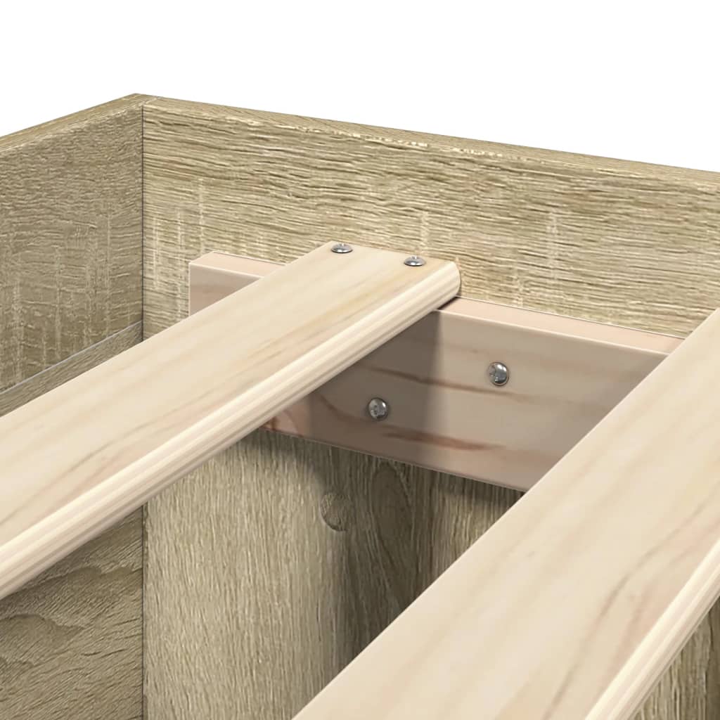 Bed Frame without Mattress Sonoma Oak Finish 140 x 200 cm Engineered Wood