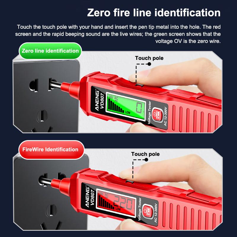 One-Word Induction Portable 50/60Hz Smart Electric Pen Tester Ncv Sensor Ac 12-300V Non-Contact Wire Detector Tools