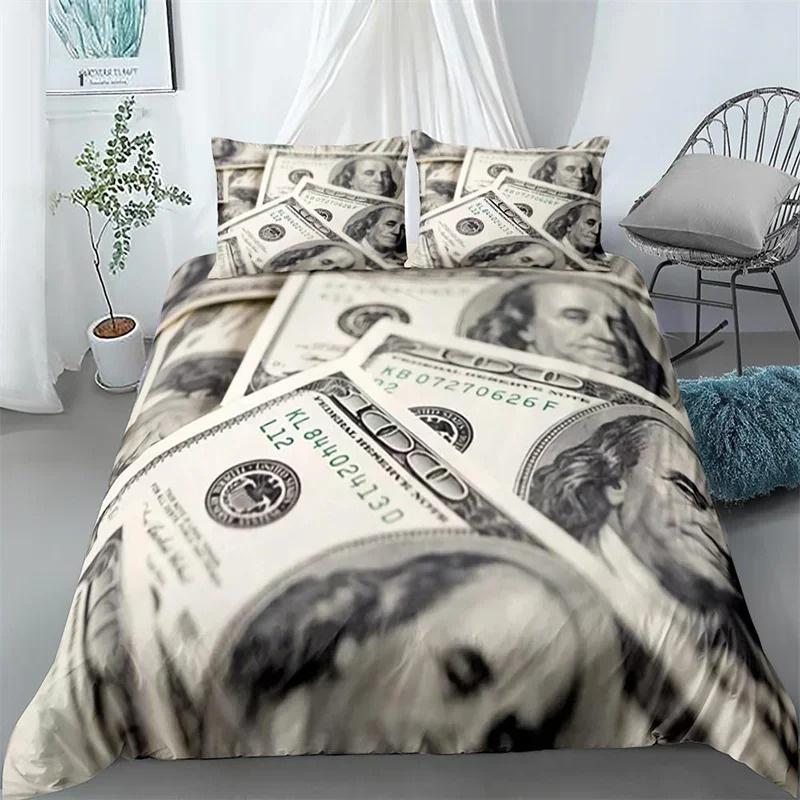 3D Printed Dollar Bills  Bedding Set,Duvet Cover Comforter Bed Set Quilt Cover Pillowcase,King Queen Twin Size Boys Girls Adults