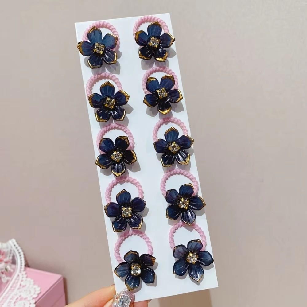 10pcs Durable Floral Elastic Hair Ropes High Elasticity Braiding Elastic Rubber Bands  Leisure