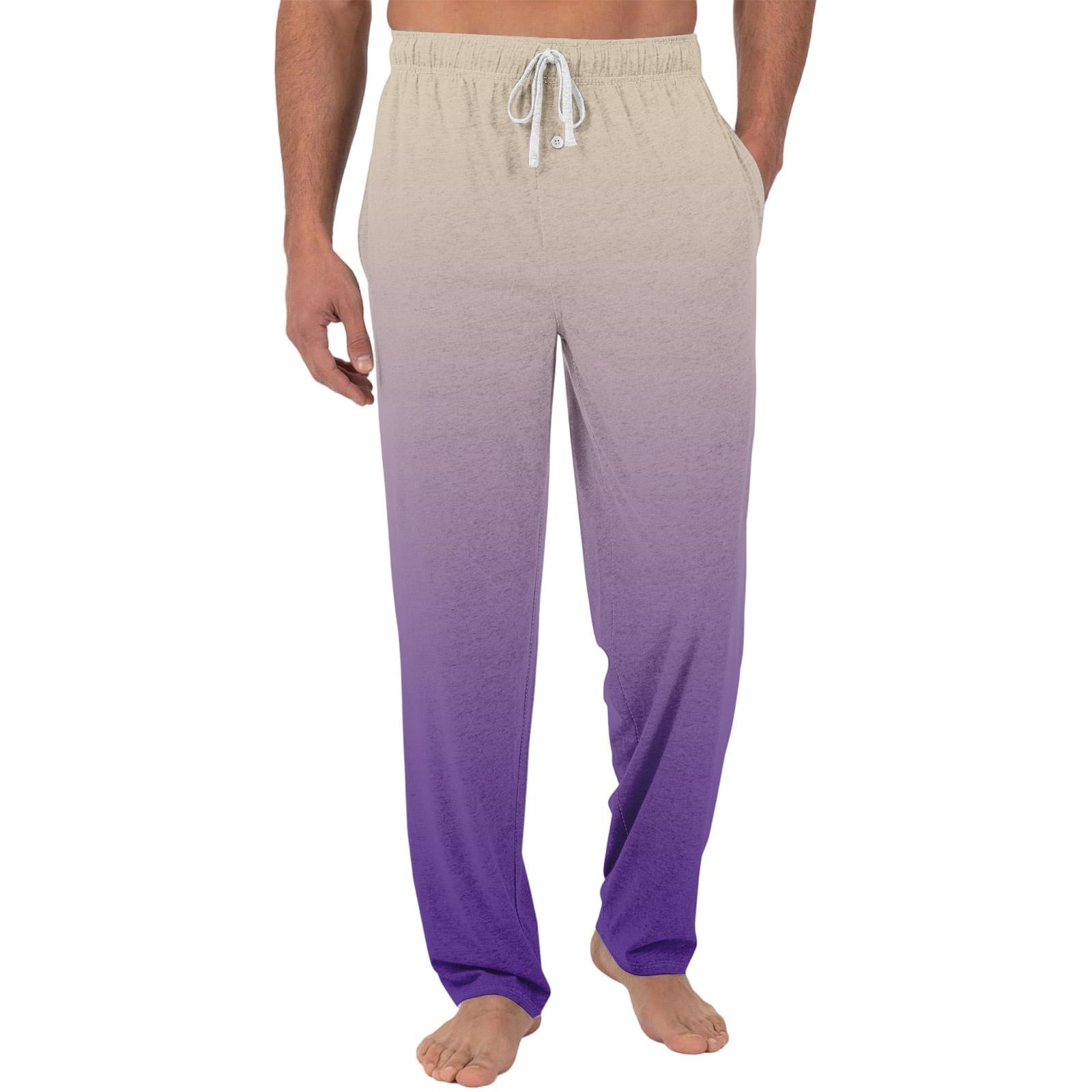 

Men s Casual Pajama Pants With Pockets | Tie, Gradient Printed Plain Weave, Loose Fit Elastic Waist For Home Wear L