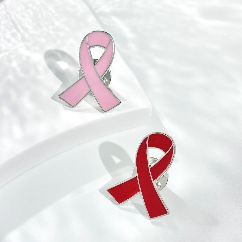 Red Awareness Ribbon Pins Love Care HIV AIDS Pink Ribbon Against Breast Cancer Lapel Badge Multi-coloured Dripping Oil Brooch