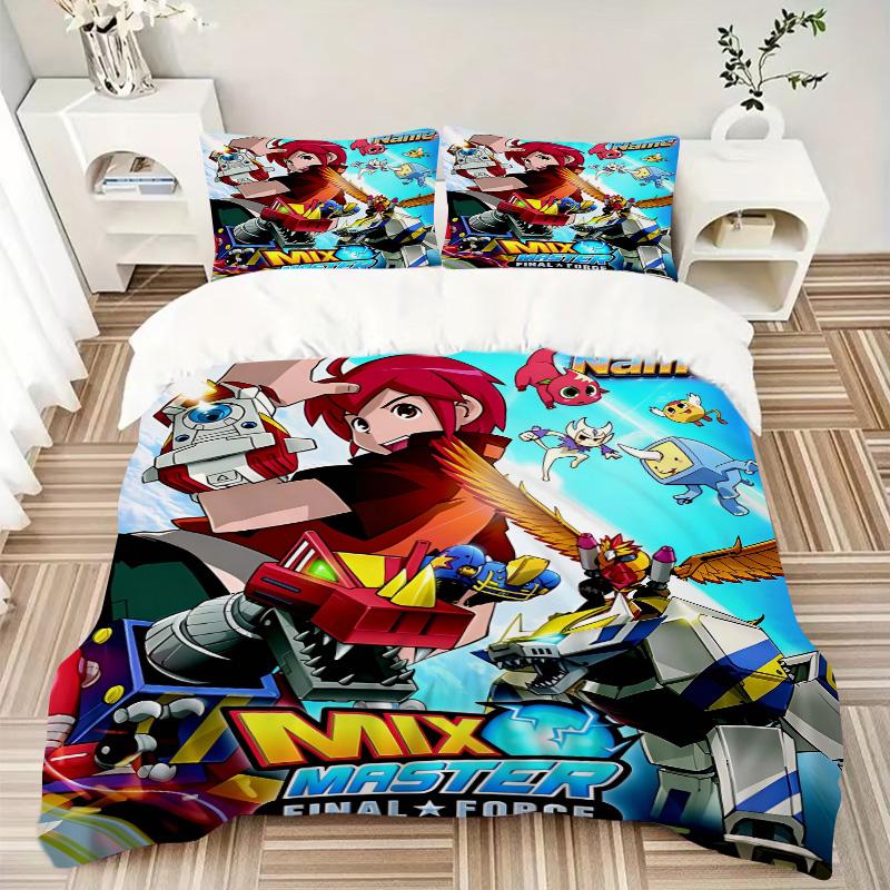 Custom Name Mix Master Final Force Mecha Print 3Pcs Bedding Set Duvet Cover With 2 Bedro Pillowcase Home Birthday Gift